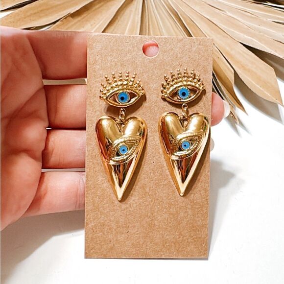 Evil eye dangle earrings M318 - Picture 2 of 5